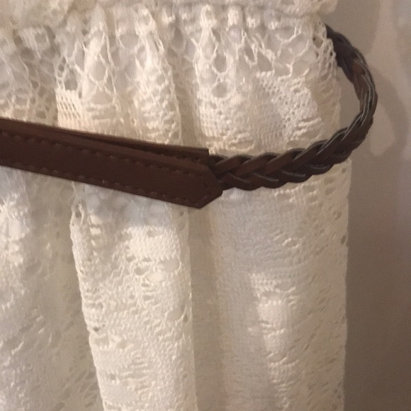 NWT girls small boho cream lace dress with braided belt - Picture 2 of 4